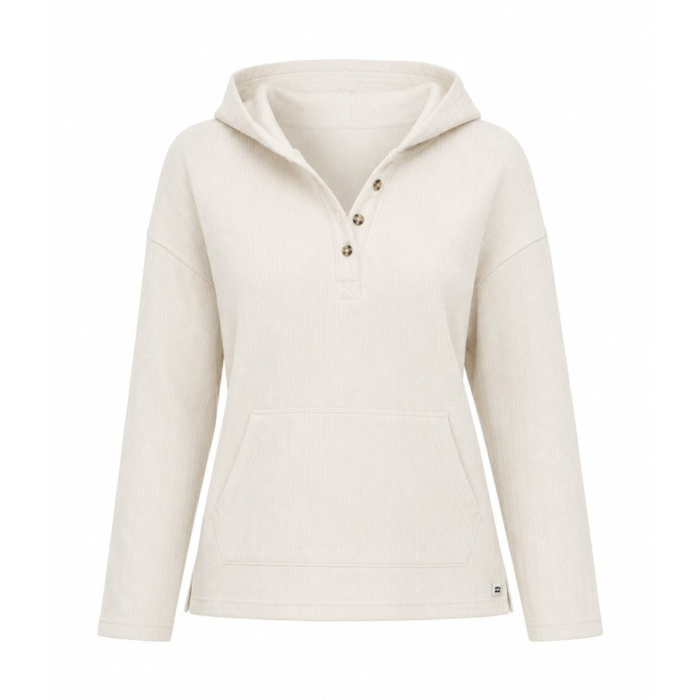 Toad&Co Women's Large Organic Cotton Blend Hoodie Ivory Kangaroo Pocket Casual